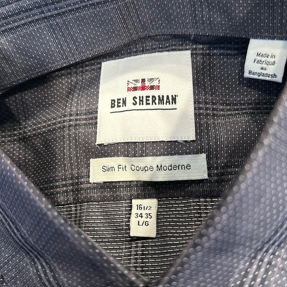 Ben Sherman Men’s Gray Print Long Sleeve Button Down Shirt Size - Picture 3 of 4